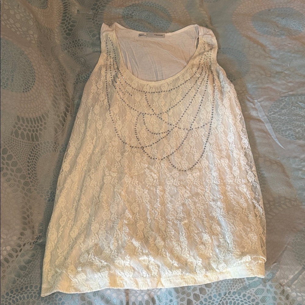 Maurices White Lace Tank Top